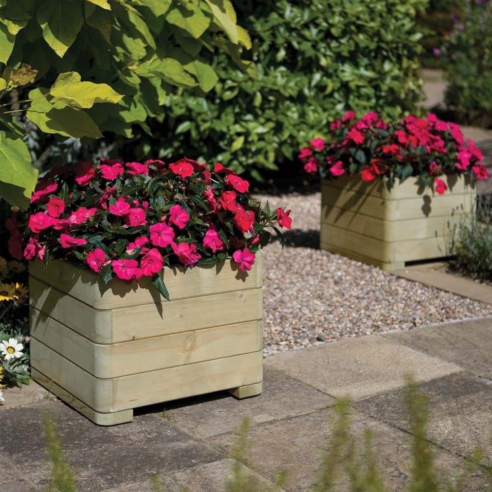 Marsden Wooden Garden Square Planter In Natural