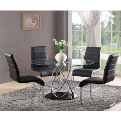 Product photograph of Marseille Glass Dining Table With 4 Dining Chairs Black from Furniture in Fashion