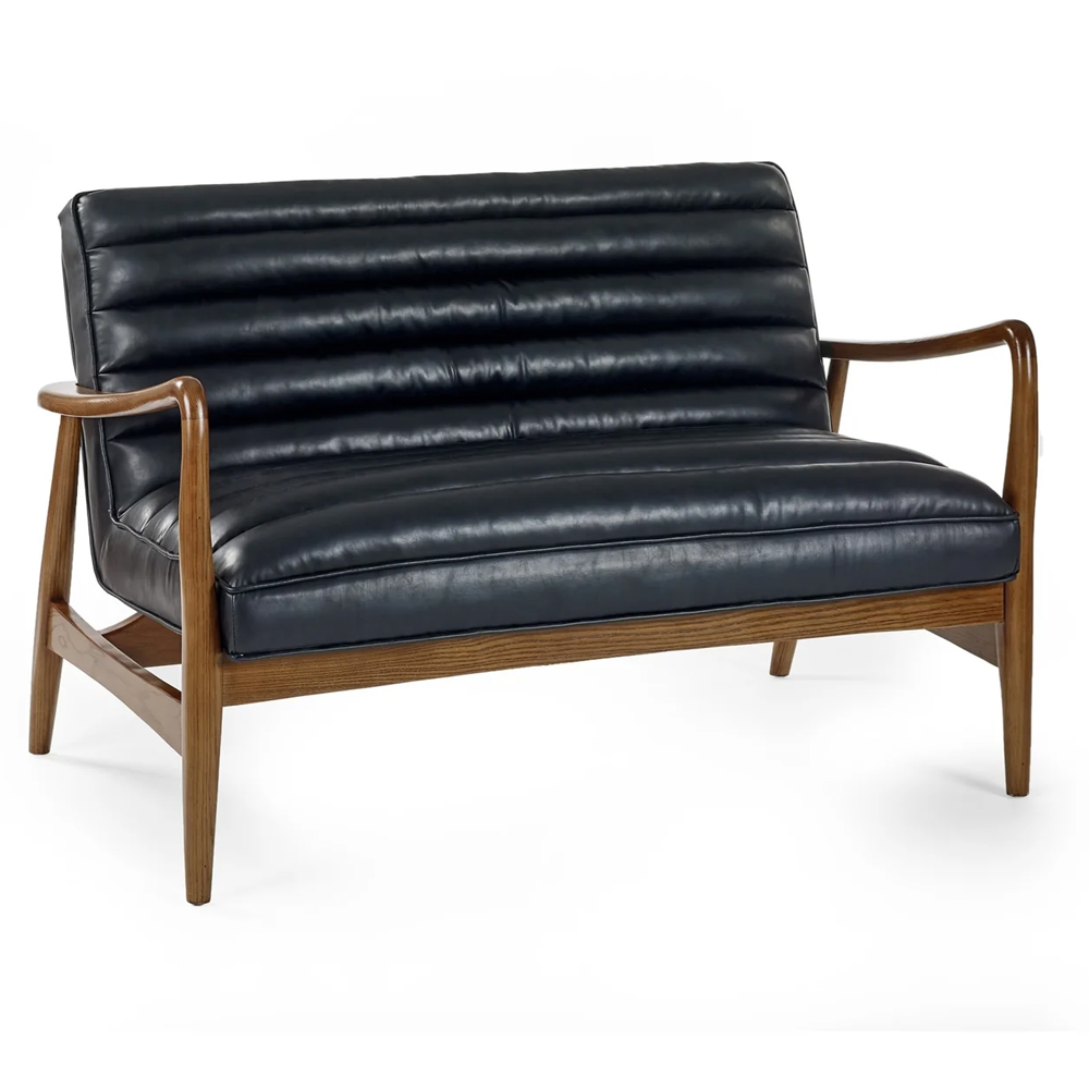 Marseille Faux Leather 2 Seater Sofa - Black