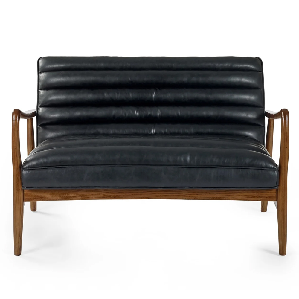 Marseille Faux Leather 2 Seater Sofa - Black