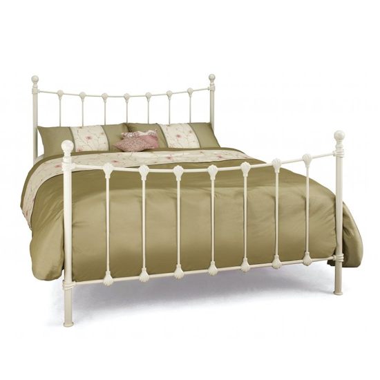 Marseille Metal King Size Bed In Ivory Gloss Furniture in Fashion