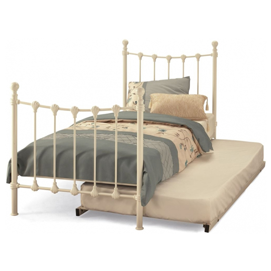 Marseille Metal Single Bed With Guest Bed In Ivory Gloss_2