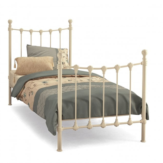 Photo of Marseille metal single bed in ivory gloss