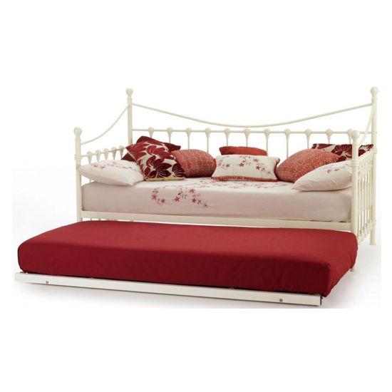 Marseille Metal Single Day Bed With Guest Bed In Ivory Gloss_2