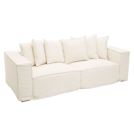 Marseilles Upholstered Fabric 3 Seater Sofa In Cream