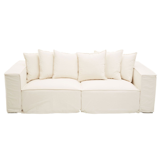 Marseilles Upholstered Fabric 3 Seater Sofa In Cream