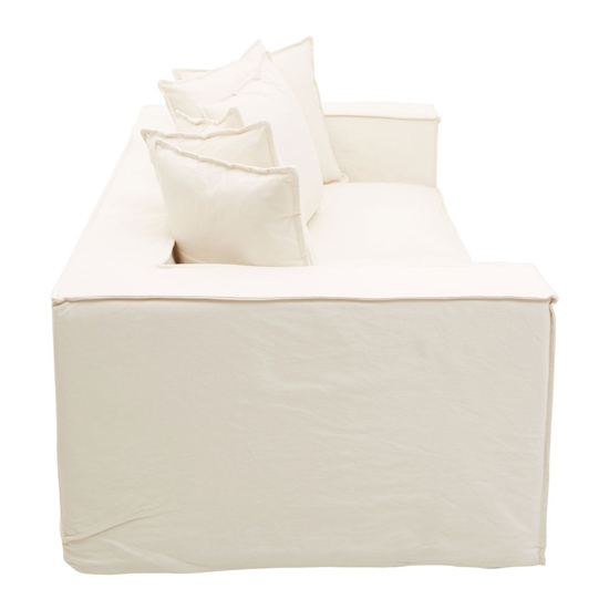 Marseilles Upholstered Fabric 3 Seater Sofa In Cream