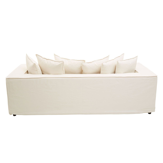 Marseilles Upholstered Fabric 3 Seater Sofa In Cream
