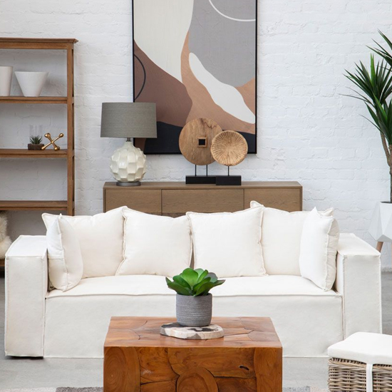 Read more about Marseilles upholstered fabric 3 seater sofa in cream