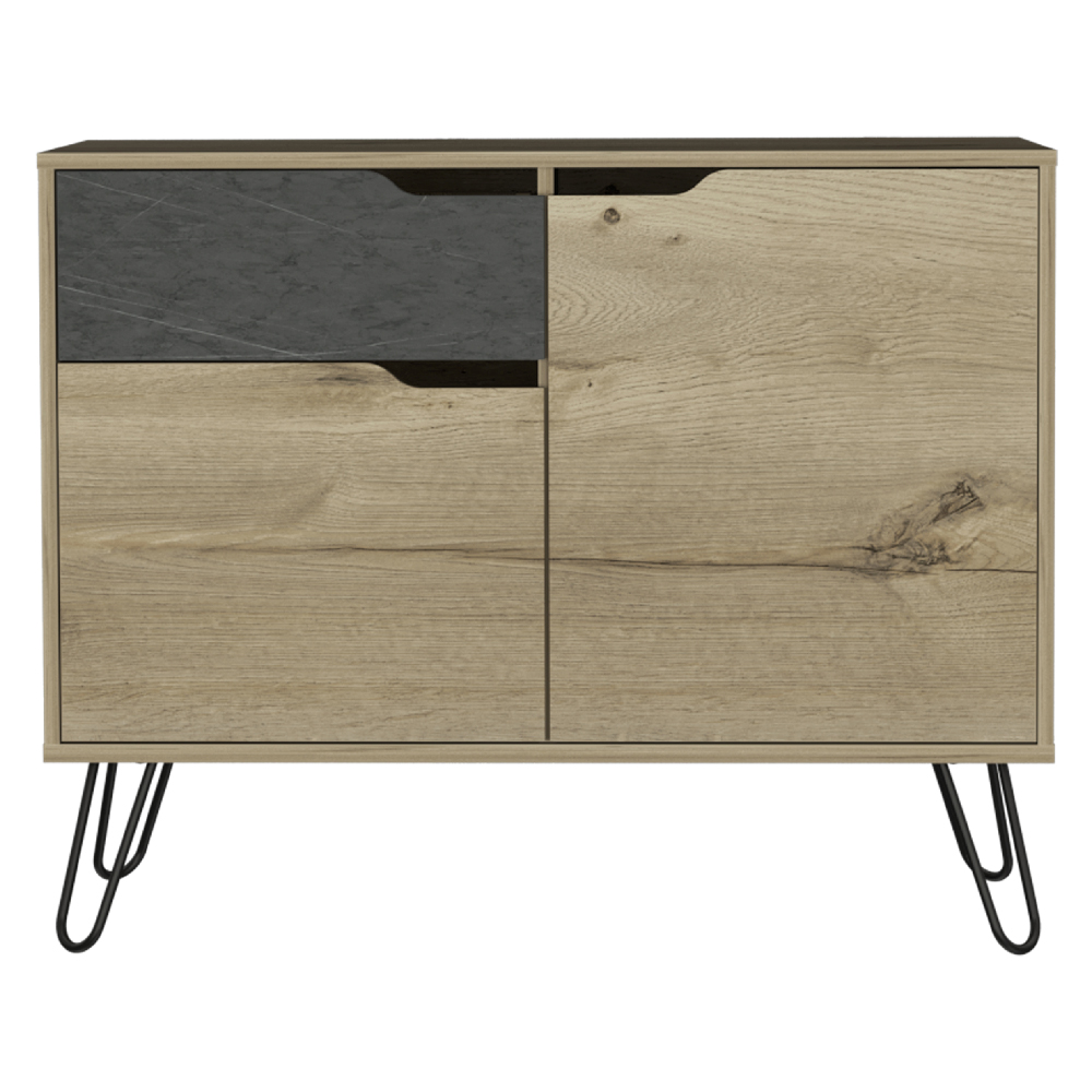 Marsett Wooden Sideboard With 1 Door 3 Drawers In Oak And Grey