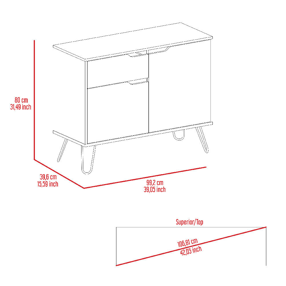 Marsett Wooden Sideboard With 1 Door 3 Drawers In Oak And Grey