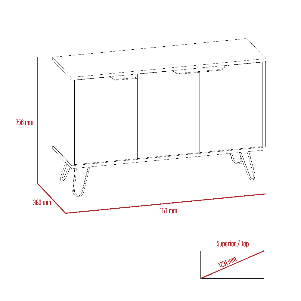 Marsett Wooden Sideboard With 3 Doors In Oak And Grey