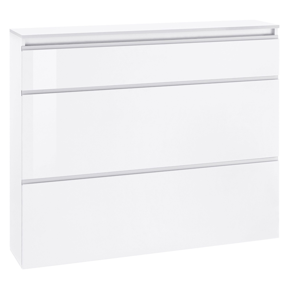 Marshall 120cm High Gloss Shoe Cabinet With 2 Flap Doors In White