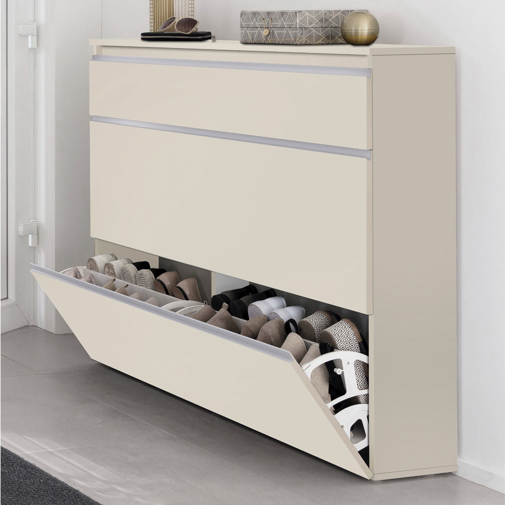 Marshall 120cm Wooden Shoe Cabinet With 2 Flap Doors In Cashmere
