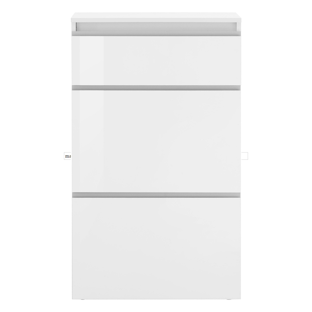 Marshall 60cm High Gloss Shoe Cabinet With 2 Flap Doors In White