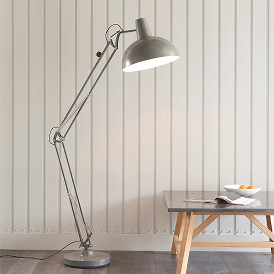 Product photograph of Marshall Task Floor Lamp In Slate Grey And Satin White from Furniture in Fashion