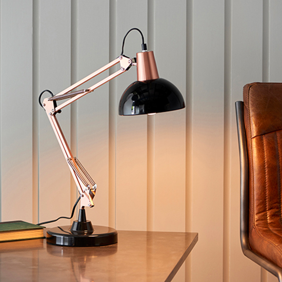 Marshall Task Table Lamp In Bronze And Gloss Black