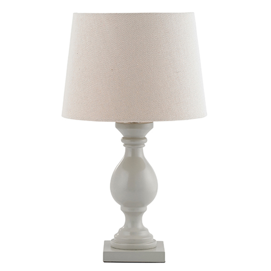 Marsham Ivory Fabric Shade Table Lamp In Taupe Wood