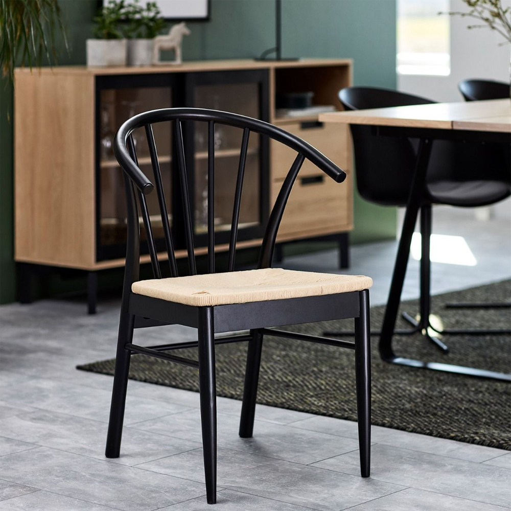 Marshfield Wooden Extending Dining Table 6 Canby Chairs In Black