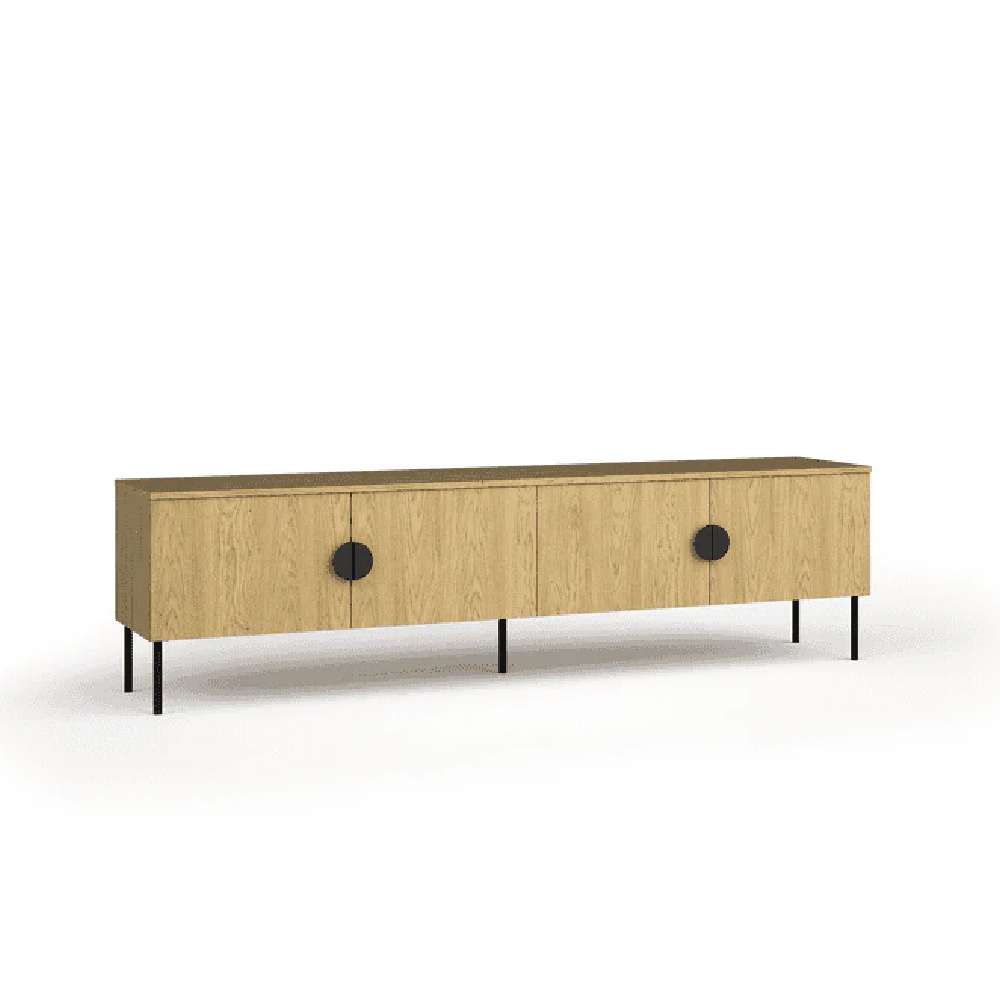 Marshfield Wooden TV Stand With 4 Doors In Oak Baltic