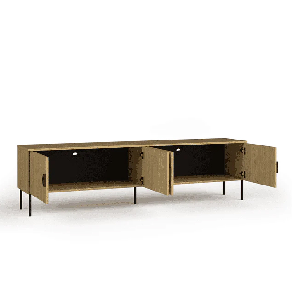 Marshfield Wooden TV Stand With 4 Doors In Oak Baltic