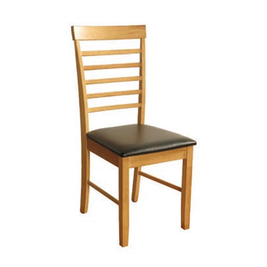 Product photograph of Marsic Dining Chair In Light Oak With Black Faux Leather Seat from Furniture in Fashion