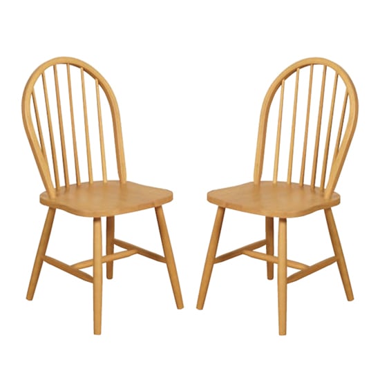 Product photograph of Marsic Light Oak Spindleback Dining Chair In Pair from Furniture in Fashion