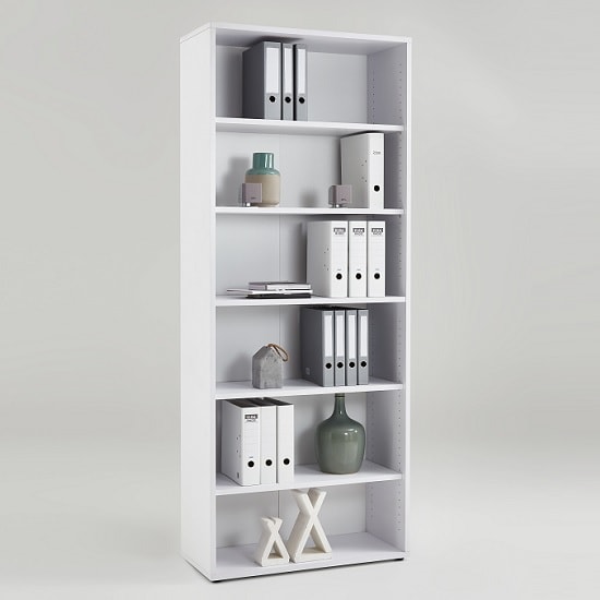 Marston wooden bookcase in white with 6 open compartments £89.95