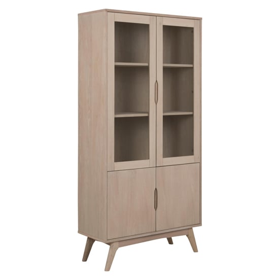 Product photograph of Marta Wooden 4 Doors Display Cabinet In Oak White from Furniture in Fashion