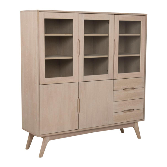 Product photograph of Marta Wooden 5 Doors And 4 Drawers Display Cabinet In Oak White from Furniture in Fashion