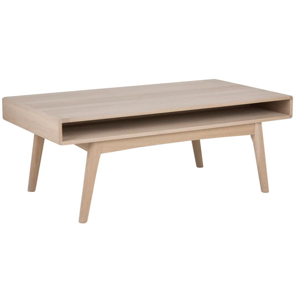 Marta Wooden Coffee Table With Self - White Oak