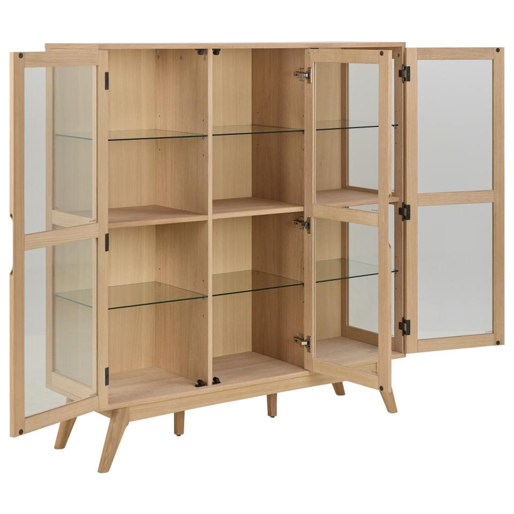 Marta Wooden Display Cabinet With 3 Doors In White Oak