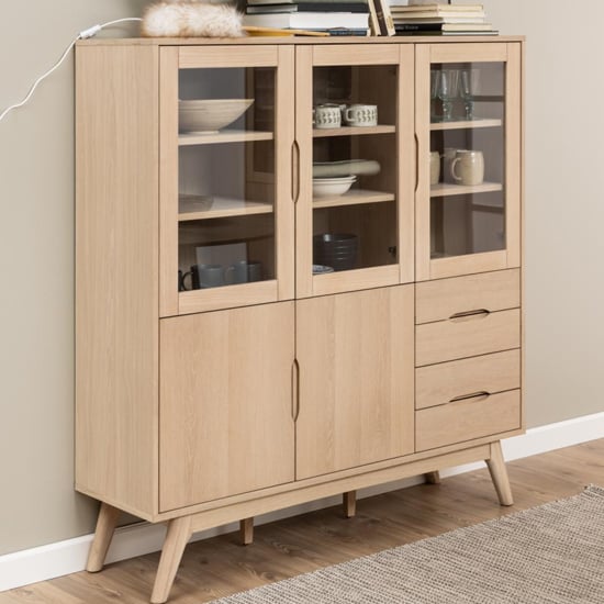 Read more about Marta wooden display cabinet with 5 doors in oak white