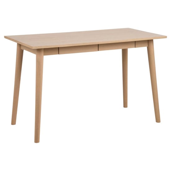 Product photograph of Marta Wooden Laptop Desk With 2 Drawers In Oak White from Furniture in Fashion