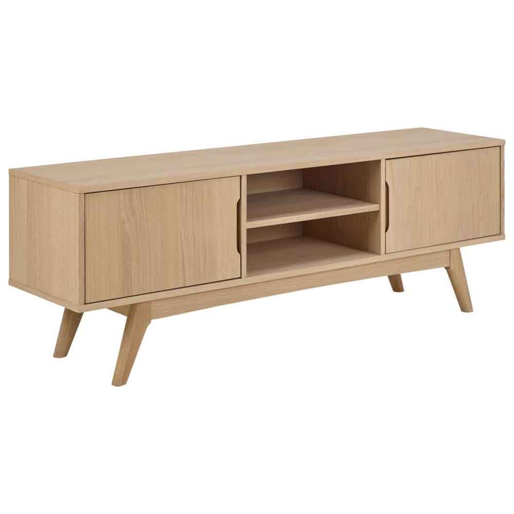 Marta Wooden TV Stand With 2 Doors - Oak