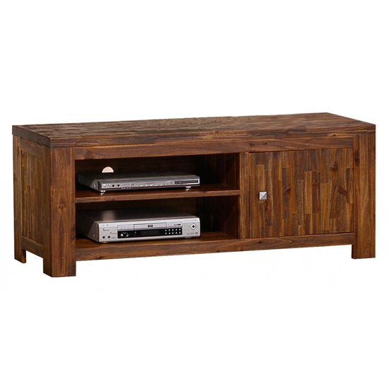 Makara Wooden TV Unit In Dark Brown Sandblasted Furniture in Fashion