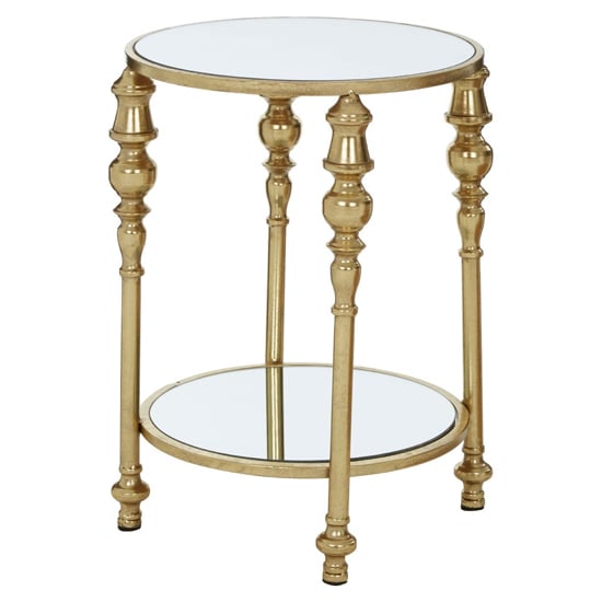 Photo of Martico 2 tier mirrored glass top side table with gold frame