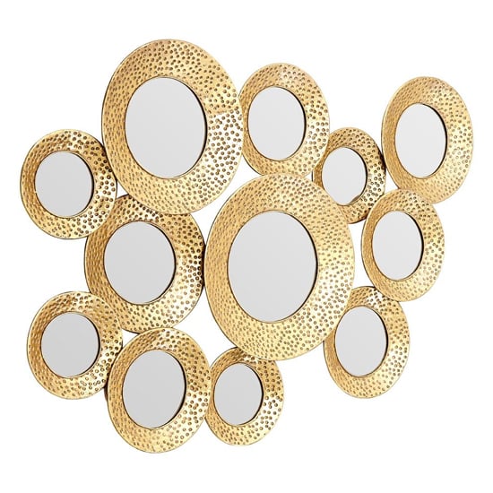 Read more about Martico hammered multi circle wall mirror in gold frame