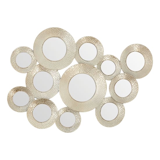 Martico Hammered Multi Circle Wall Mirror In Silver Frame_2
