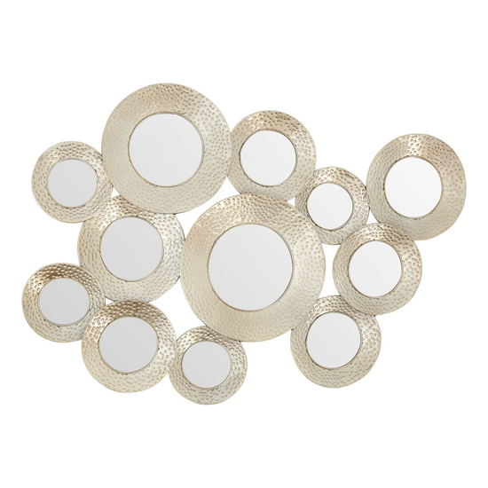 Martico Hammered Multi Circle Wall Mirror In Silver Frame