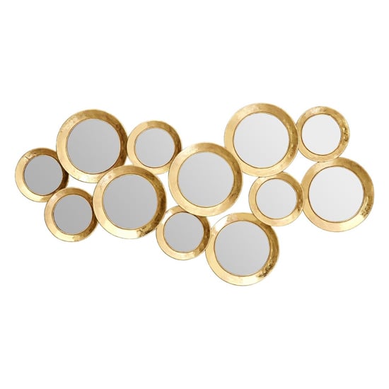 Martico Multi Circle Wall Bedroom Mirror In Gold Frame_2