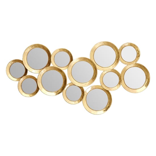 Martico Multi Circle Wall Bedroom Mirror In Gold Frame