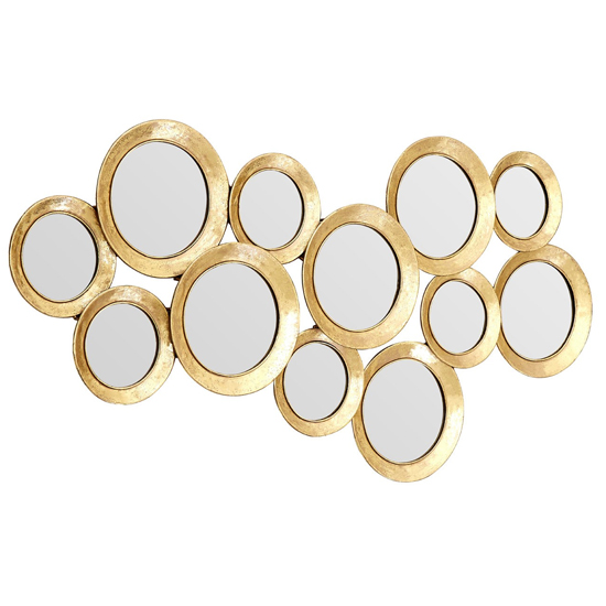 Martico Multi Circle Wall Bedroom Mirror In Gold Frame Furniture in Fashion