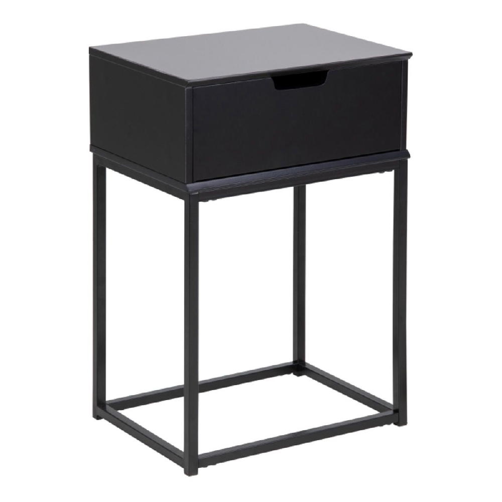 Martin Wooden Bedside Cabinet With 1 Drawer In Black