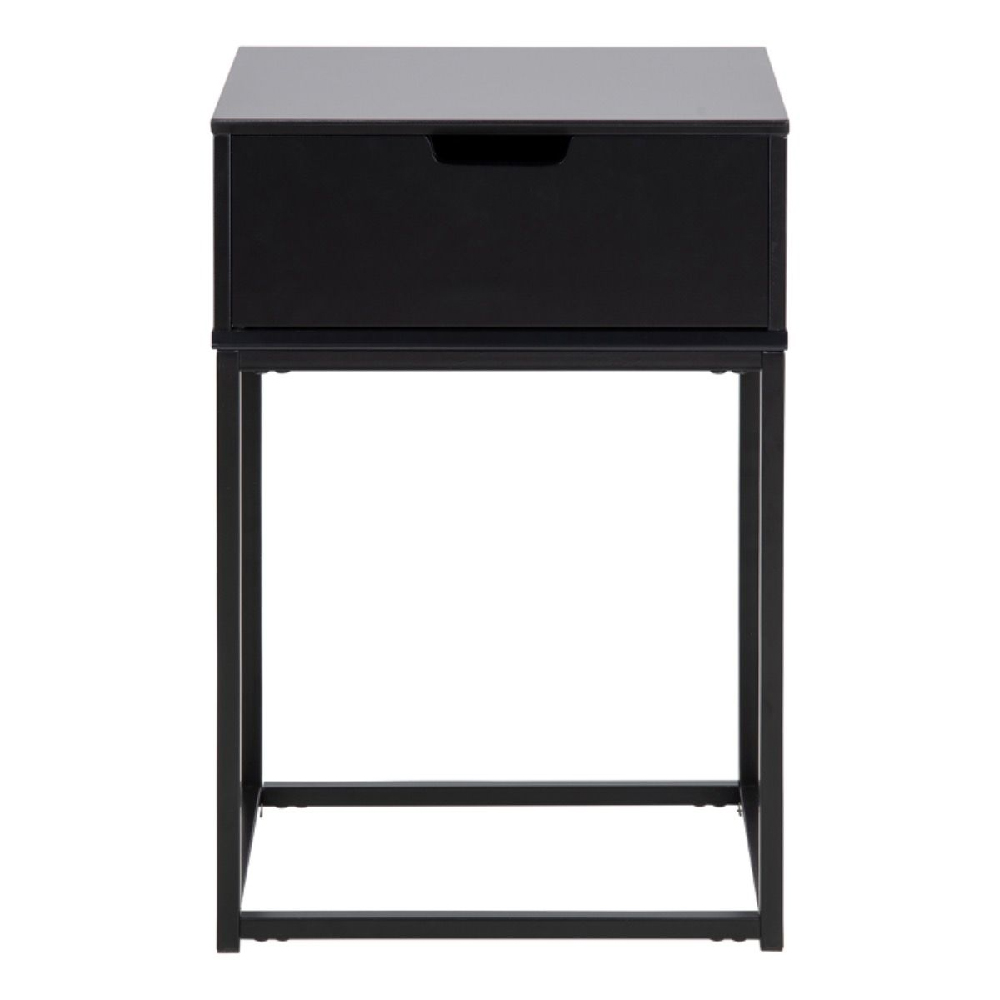 Martin Wooden Bedside Cabinet With 1 Drawer In Black