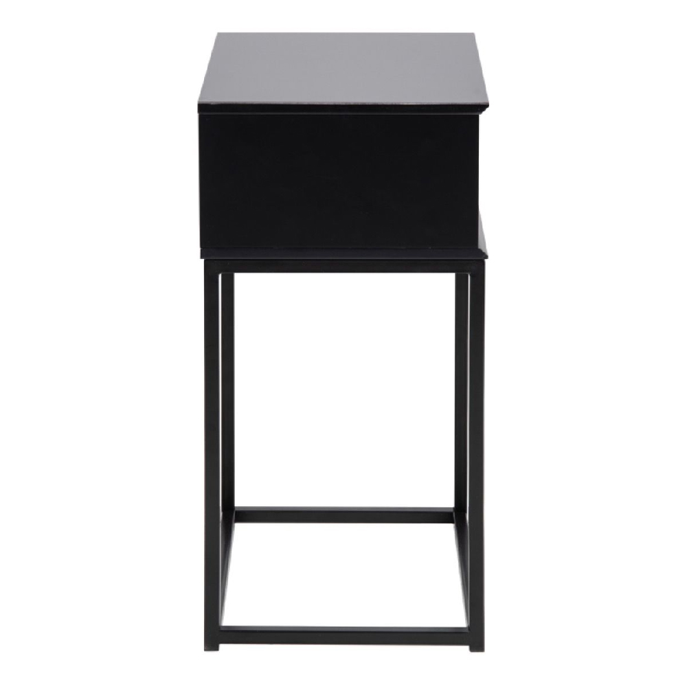 Martin Wooden Bedside Cabinet With 1 Drawer In Black