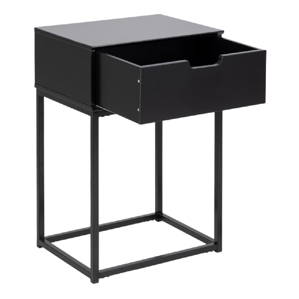 Martin Wooden Bedside Cabinet With 1 Drawer In Black