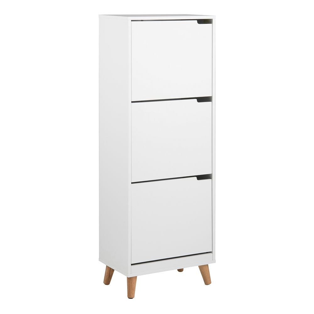 Martin Wooden Shoe Cabinet With 3 Flip Doors In White