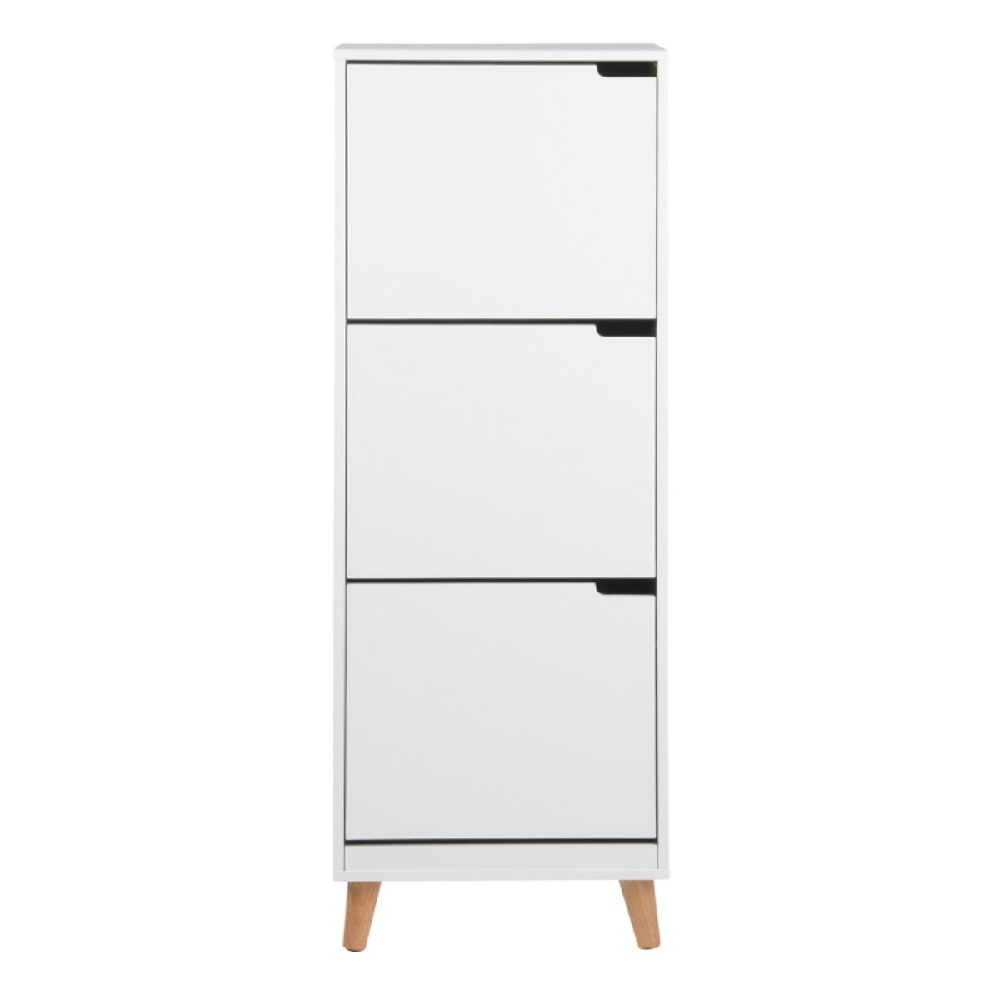 Martin Wooden Shoe Cabinet With 3 Flip Doors In White