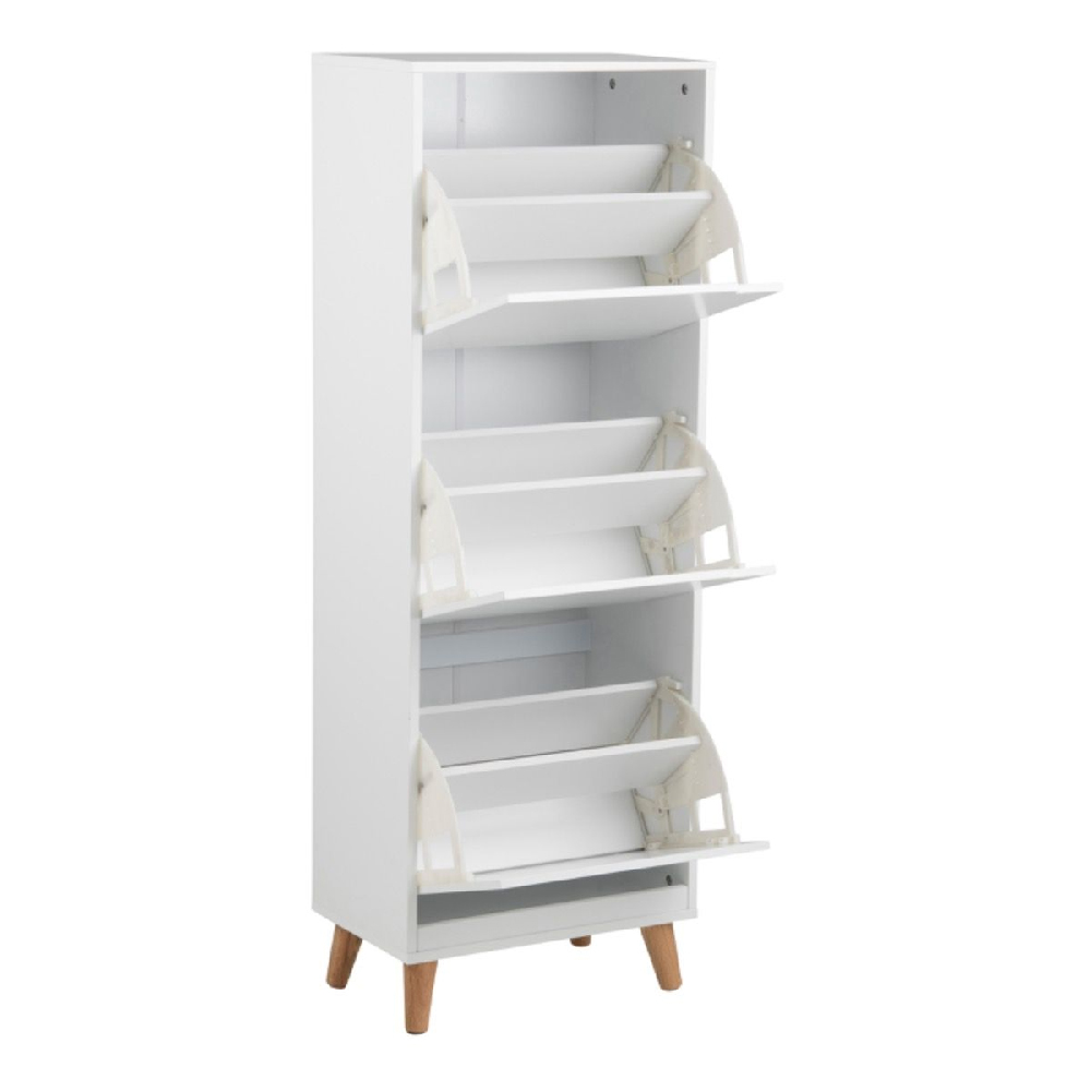 Martin Wooden Shoe Cabinet With 3 Flip Doors In White